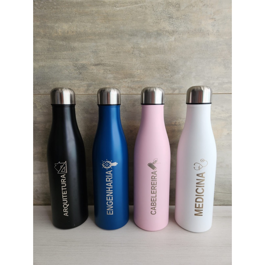 Garrafa Personalizada Térmica Nome ou Profissões 500ml Inox em Oferta na Shopee