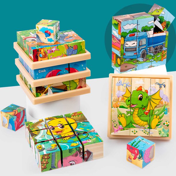 Quebra-Cabeças De Madeira Para Crianças Com Livro De Cor (Atualizado Segurança Da Criança) 6 Em 1 Cubos Bloco Puzzles Conveniente & Durable Bandeja , Pegged 2 3 4 5 Anos Presch