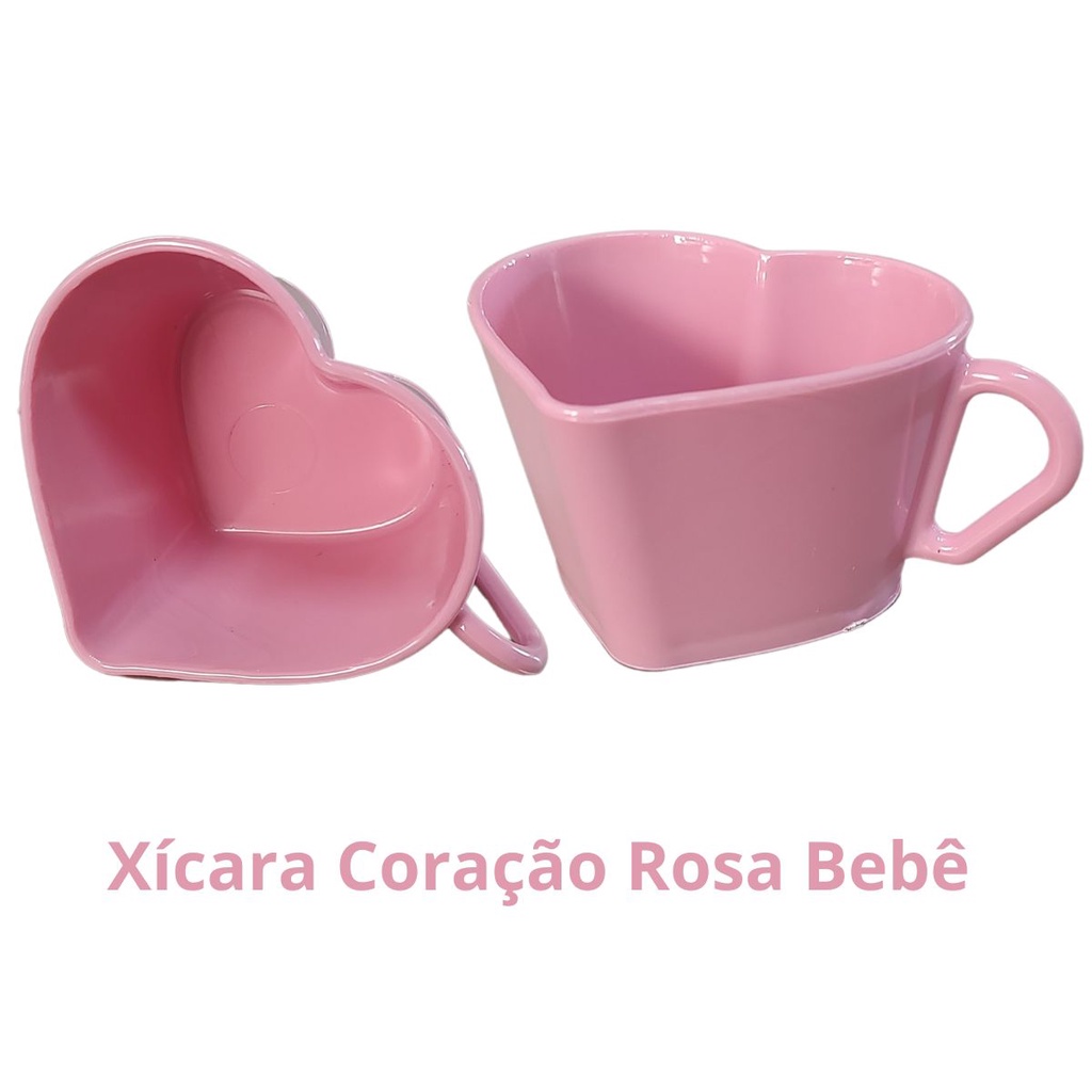 Novidade Kit 4 Xícara Coração Rosa Xícara Café Plástico Acrílico em Oferta na Shopee