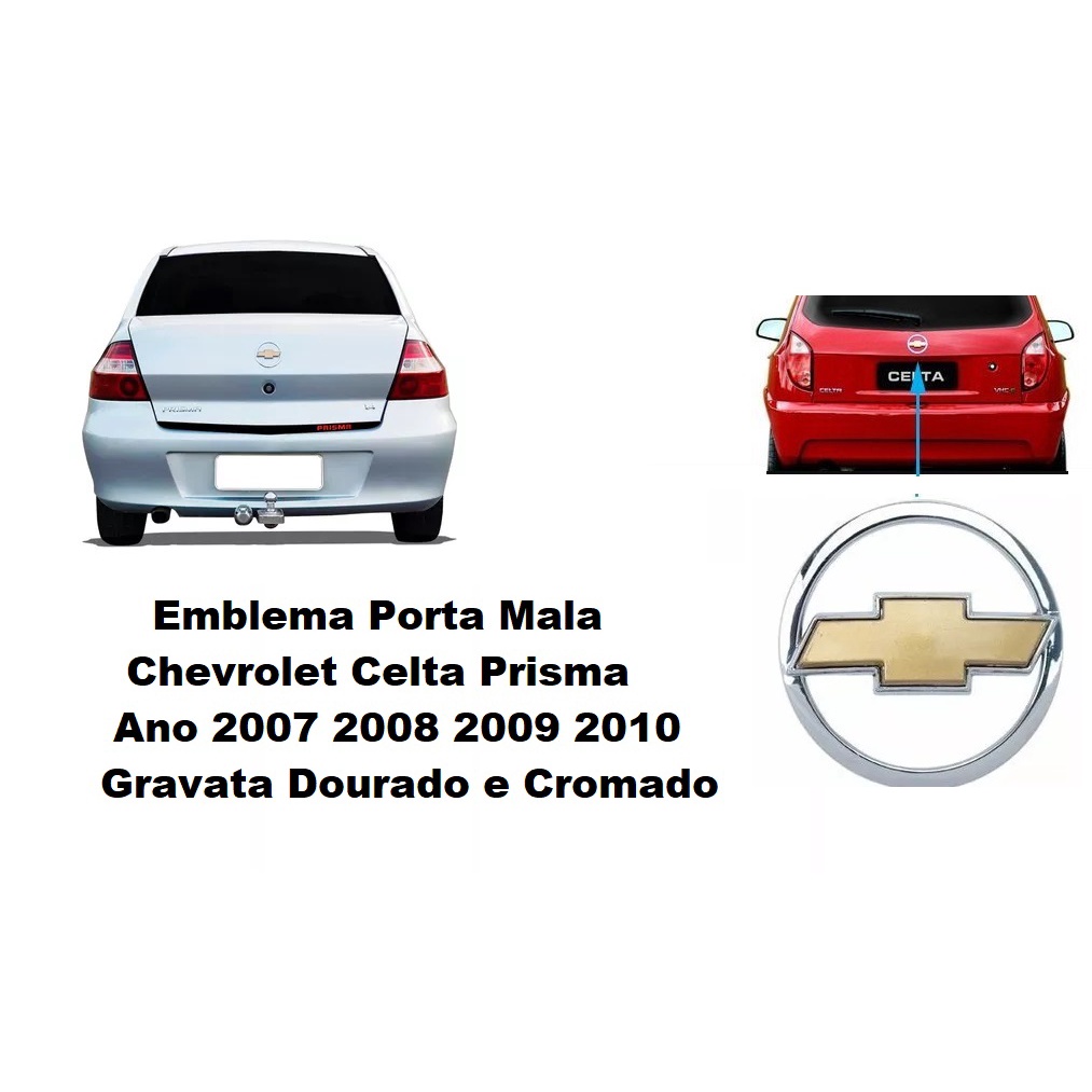 Emblema Porta Mala Celta Prisma 2007 2008 2009 2010 2011 Gravata Dourada e Cromado 5421D
