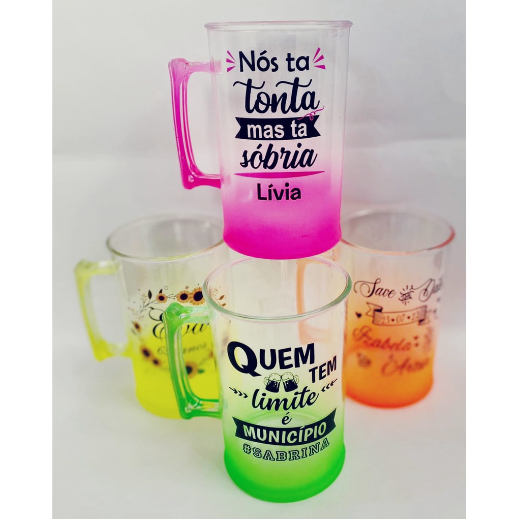 Kit 30 canecas de chopp degrade 300ml Personalizada em Oferta na Shopee