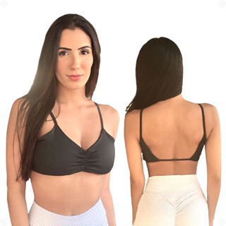 Kit 2 Tops costa aberta Academia com decote Franzido Blogueira Colorido Atacado