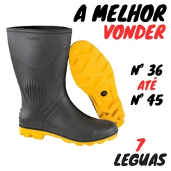 Bota 7 Leguas Borracha PVC Galocha Cano Médio Impermeável com Forro Motoboy Grendene Vonder