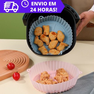 Forma Assadeira Para Fritadeira Air Fryer Em Silicone Flexível Lavável Com Alça