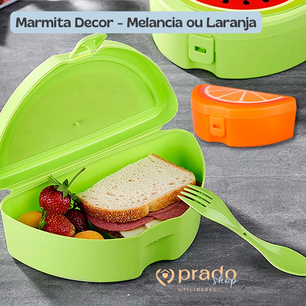 Kit Marmita Pote Com Colher Garfo Decorado Kids Escolar Lanche Plasvale