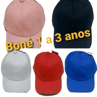 Boné 1 a 3 anos Liso Infantil Bebê Menino Menina Criança Unissex