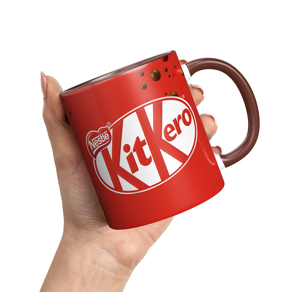Caneca xícara cerâmica porcelana presente de páscoa chocolate Kit Kat Kit Kero nestle com foto com nome personalizado para namorado namorada surpresa
