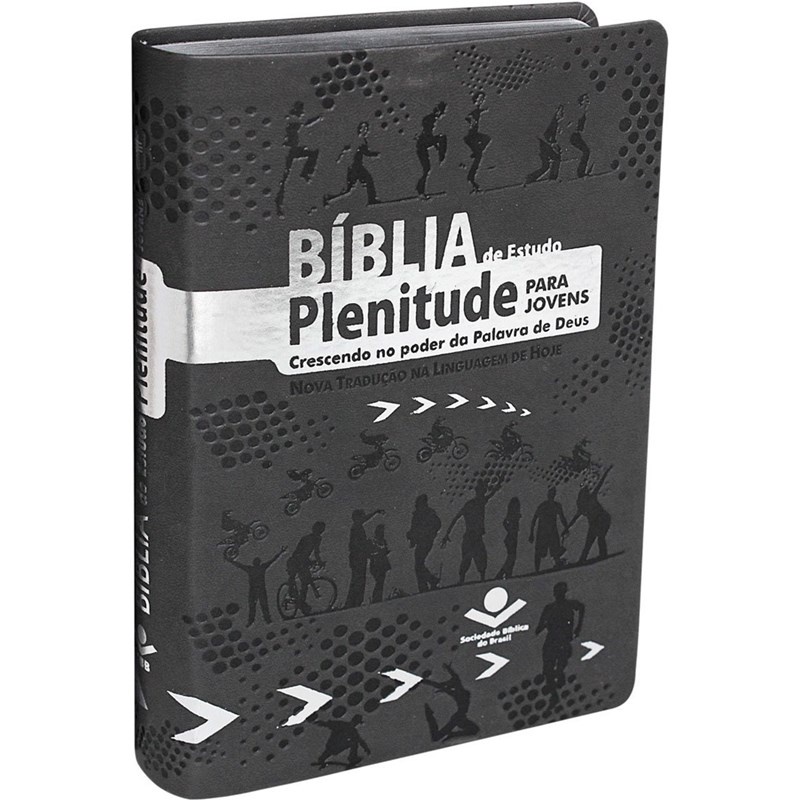 Bíblia de Estudo Plenitude para Jovens | Letra Normal | NTLH | Capa Couro Cinza Escuro em Oferta na Shopee