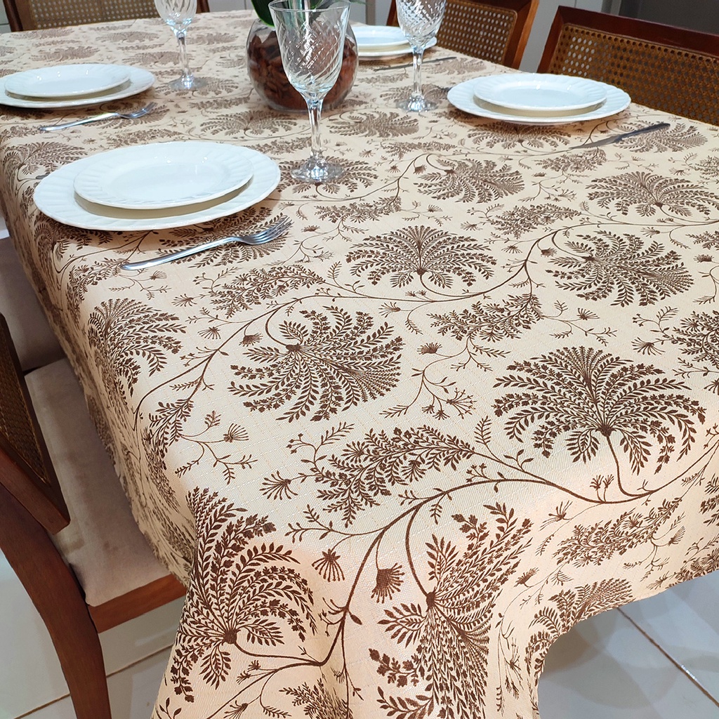 Toalha de Mesa Retangular 6 Lugares Linhão Estampado 2,20m X 1,40m Estampa Pingo de Ouro Sala/Jantar