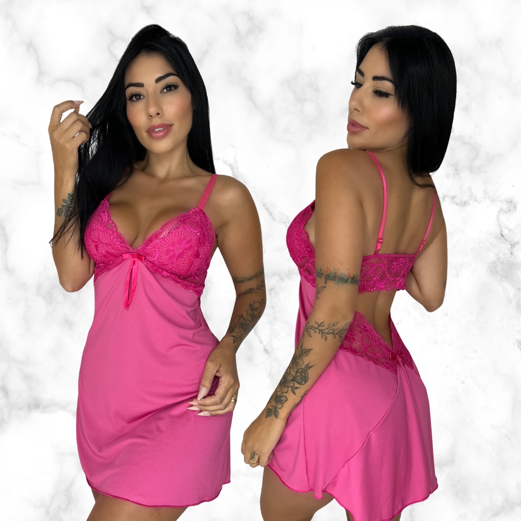 Camisola Sexy com Renda Confortável Sensual Pijama Linha Noite Roupa de Dormir Tamyris - BeLIT Linha Noite  - 1814