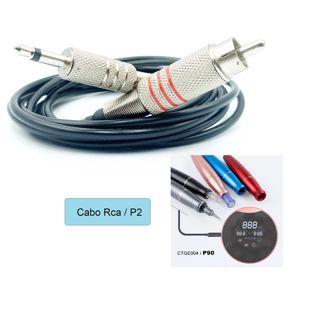 Cabo para Dermógrafo P 90 Biomaser Borracha 1.20cm Plug Rca -p2 Original