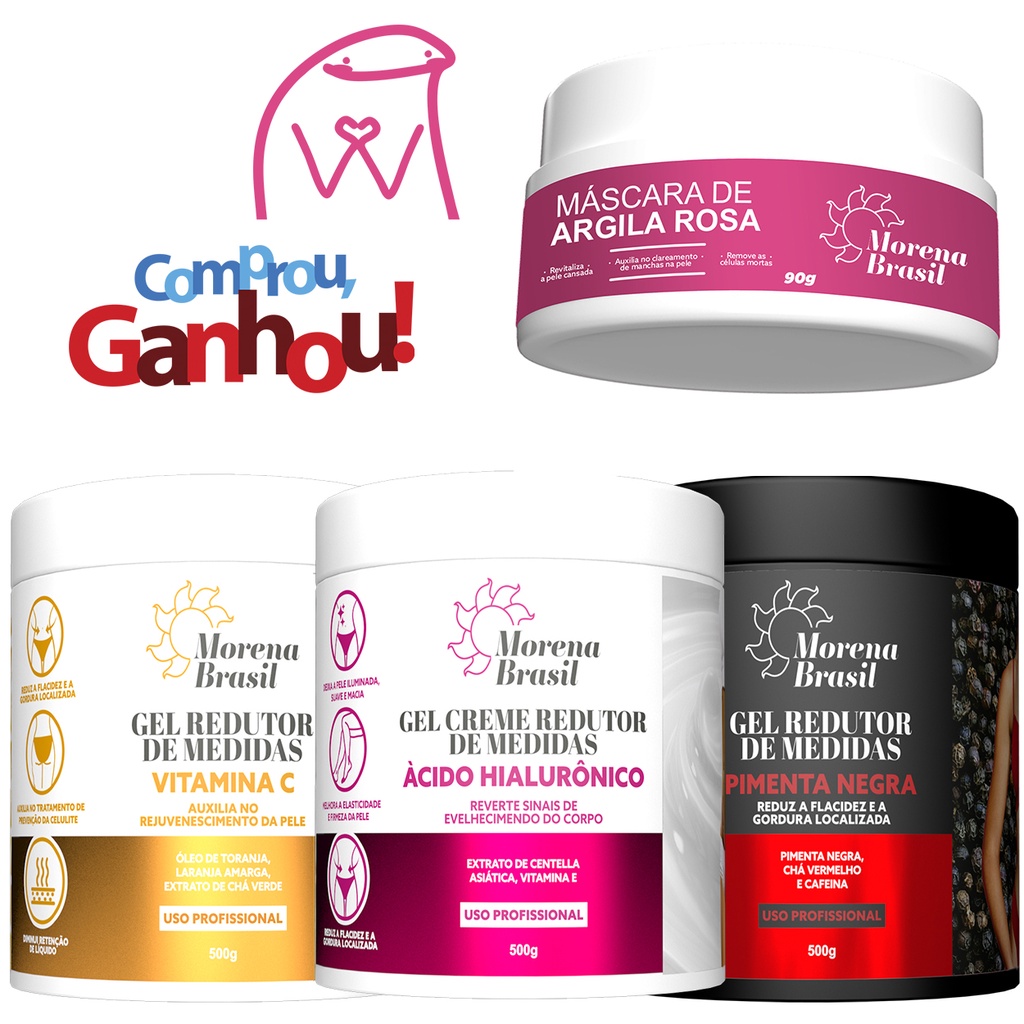 Kit 3X Gel Redutor de Medidas - Pimenta Negra + Laranja Amarga + Ácido Hialurónico