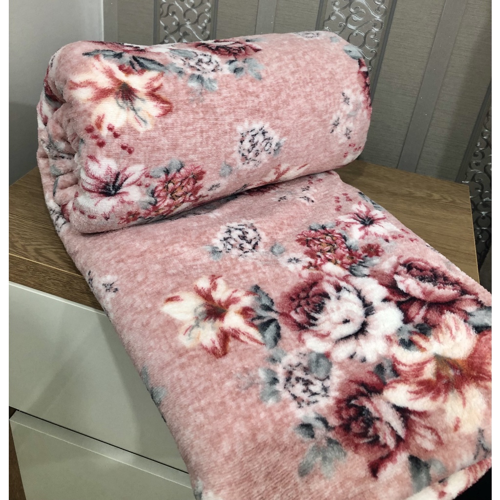 Cobertor Manta Soft Plush Casal Queen Antialérgica Aveludada Estampadas Floral Rosa Microfibra 2,40x2,20