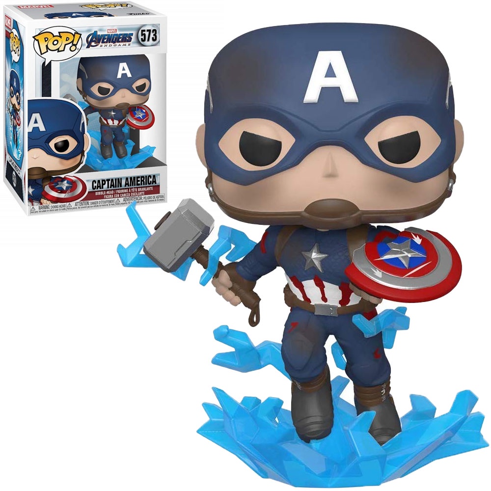 FUNKO POP MARVEL AVENGERS ENDGAME - CAPTAIN AMERICA (WITH MJOLNIR) 573 NOVO ORIGINAL em Oferta na Shopee