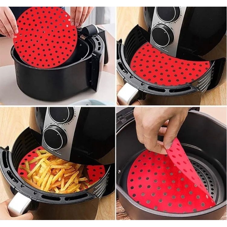Tapete Protetor Silicone Para Air Fryer Fritadeira Elétrica Universal Anti-Aderente Redondo Quadrado