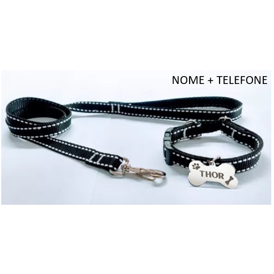 Coleira Gravada  NOME E TELEFONE  E Guia de Passeio em Oferta na Shopee