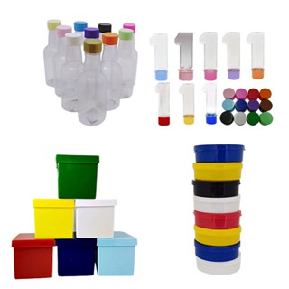Kit para Festas- 10 Tubetes Número 1+ 10 Garrafinhas 50ml de Plástico+ 10 Caixinhas 5x5+ 10 Latinhas 5x1: 40 Unidades