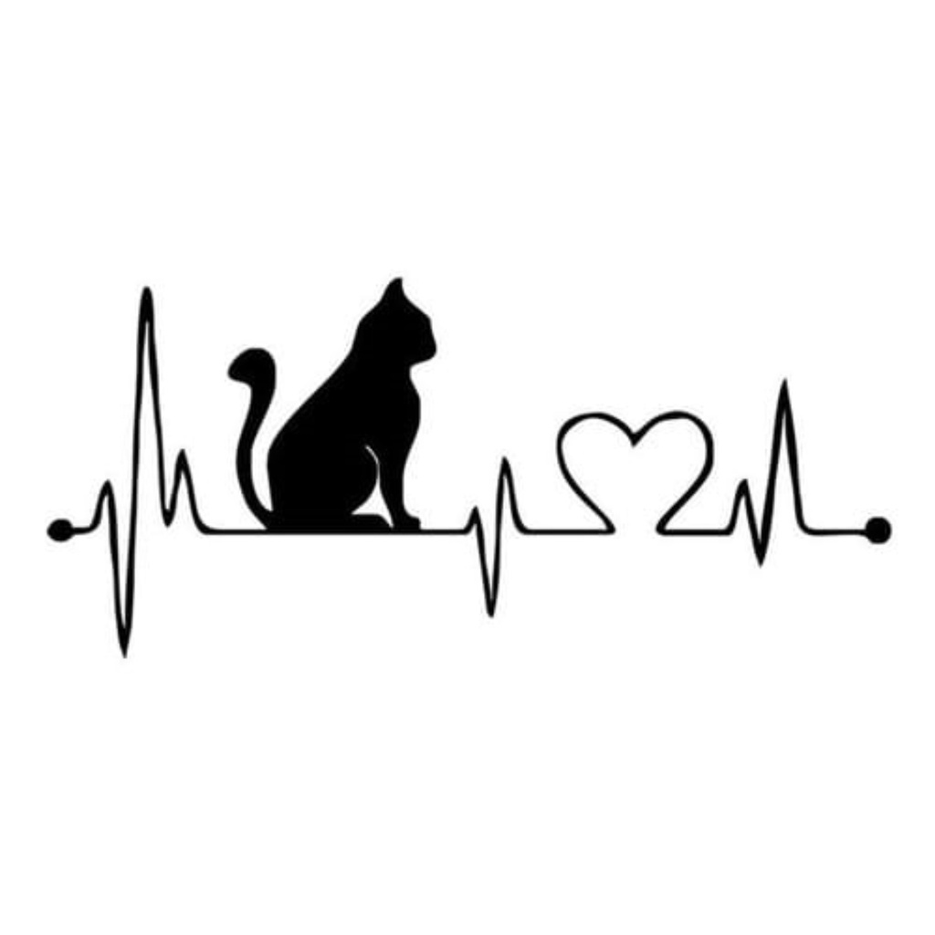 Adesivo Batimento Cardíaco Love Gato Pet para Carro - Vinil Resistente AD1035 SDF59E5F9DFW