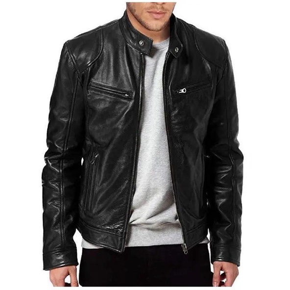 Jaqueta De Couro Masculina Slim Fit