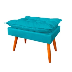 Puf Puff Opala Azul Tiffany Pés Palito