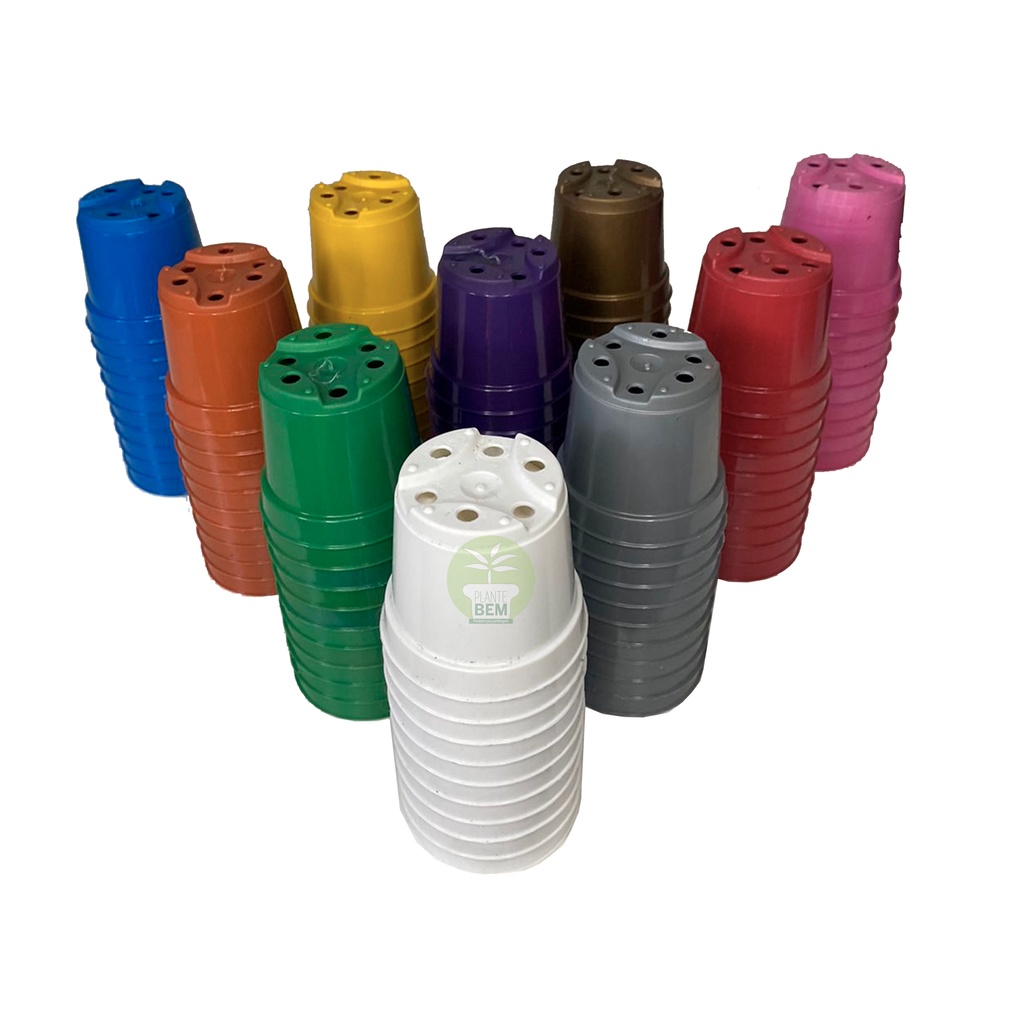 200 Vasos Pote 6 Plástico Muda 80ml Suculentas Cactos COLORIDO