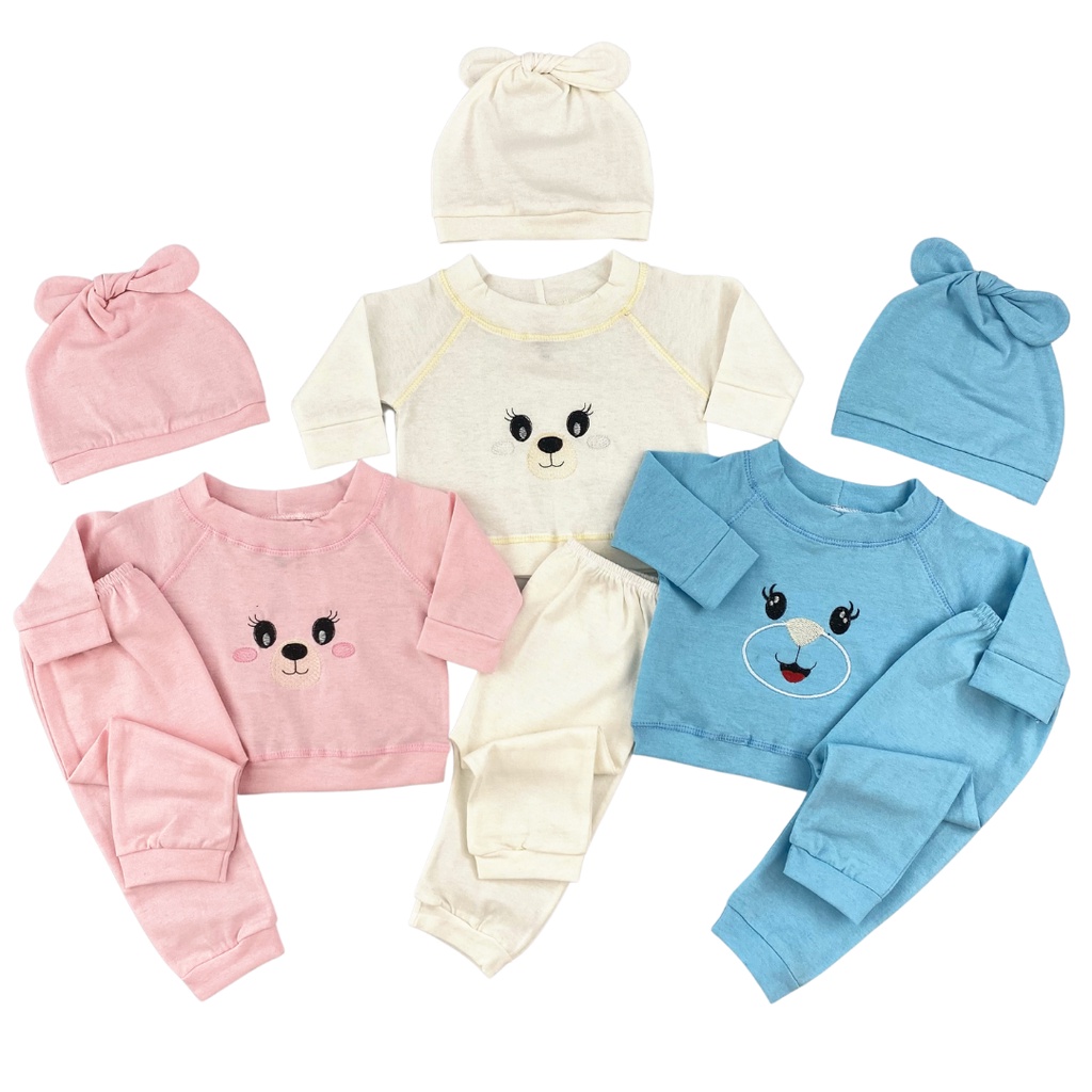 Conjunto Para Bebê 3 Peças Com Gorro e Mijão