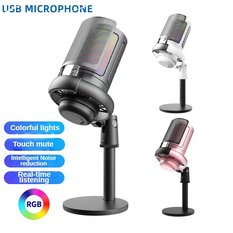 Microfone USB Studio Condensador Profissional Para PC Gravação Em Fluxo Contínuo De Jogos Canto De Karaoke