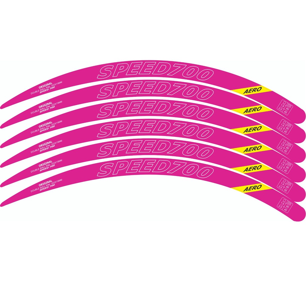 6 Adesivos Aro Speed 700 kit para 1 roda bicicleta Rosa