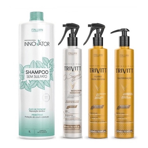 Kit O Segredo + Fluido + Cauterização + Shampoo Sem Sulfato