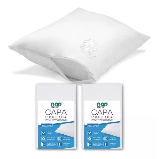 Kit 2 Capas Protetoras De Travesseiro Resistente A Líquidos em Oferta na Shopee