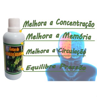 Composto Líquido Ginkgo Biloba 100 ml - Concentração, Memória, Visão, Vertigens