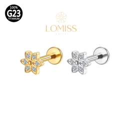 Piercing Helix Conch Labret Titânio Flor Zircônia Cravejada《Lomiss piercing》