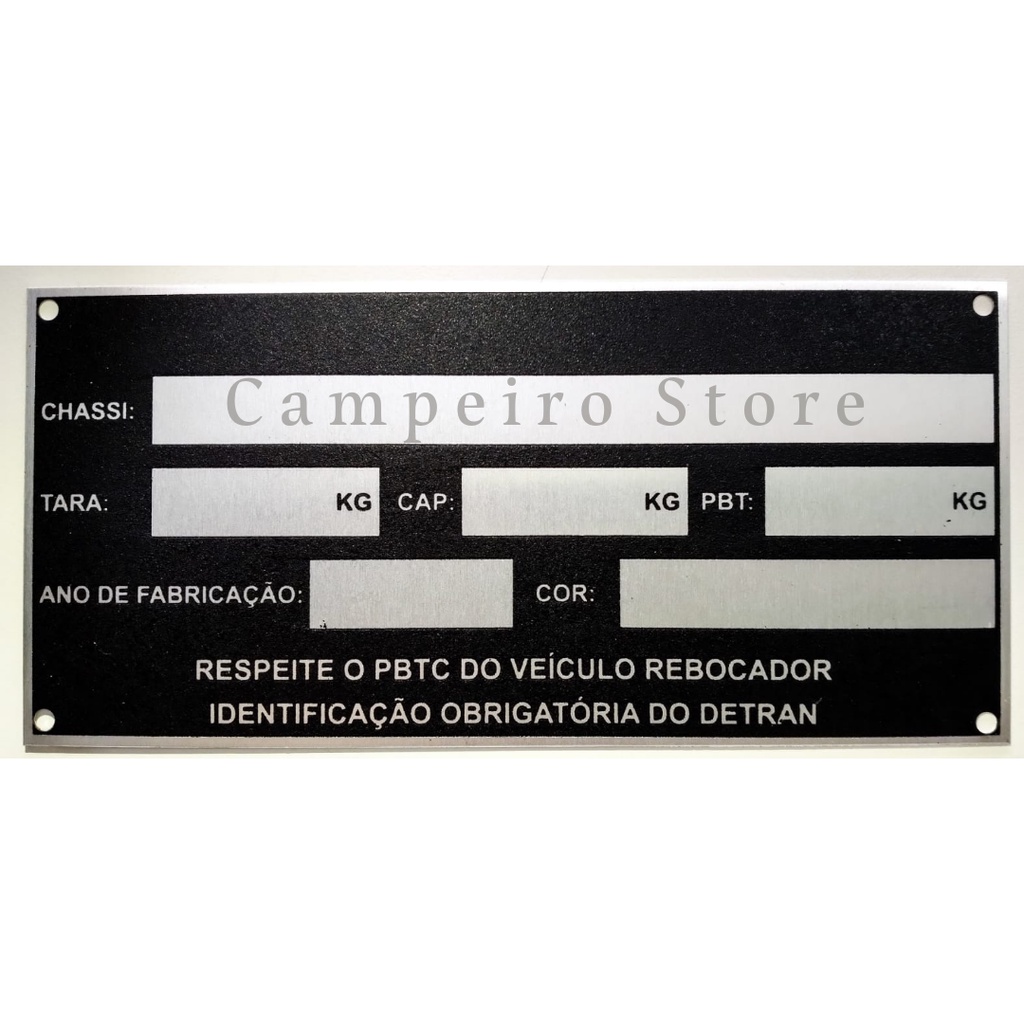 Plaqueta De Identificação Para Carretinha Reboque Trailers