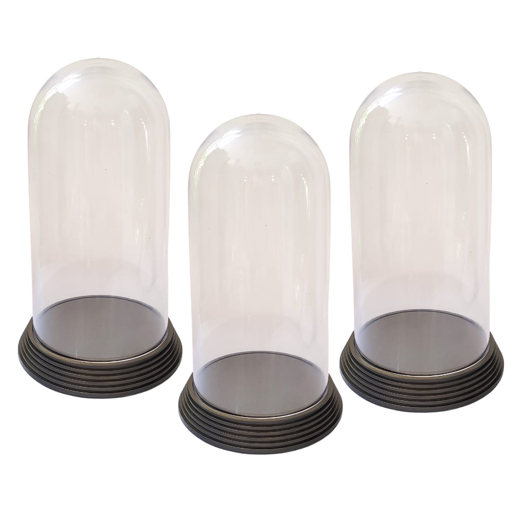 Kit 3 Redomas GG Cúpula de acrílico base Ouro ou Cristal 17 x 28 cm Cápsula A Bela E A Fera Decoração Festa