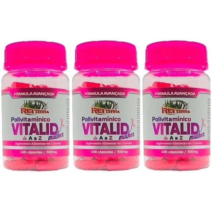 Kit 3 Vitalid Mulher Polivitamínico De A - Z 300 Cápsulas - Rei Terra