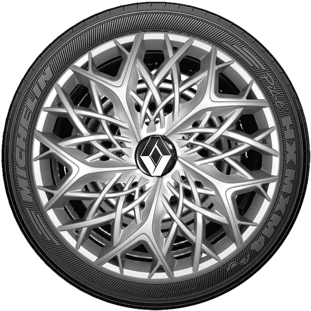 Black Friday  4 Carlotas Esportivas Reforçada  Aro 13 Prata Compatível com Logan Sandero Stepway