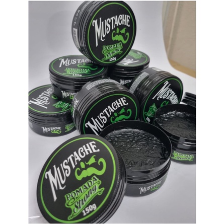 Kit Pomada Modeladora Mustache Strong com 5 Pomadas, Cera para Cabelo, Fixação Extra Forte, Efeito Brilho, Efeito Molhado, Barbeiro, Barbearia, Salão