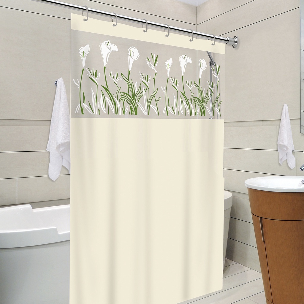 Cortina Box em PVC Estampada Para Banheiro Anti Mofo Com Ganchos em Oferta na Shopee