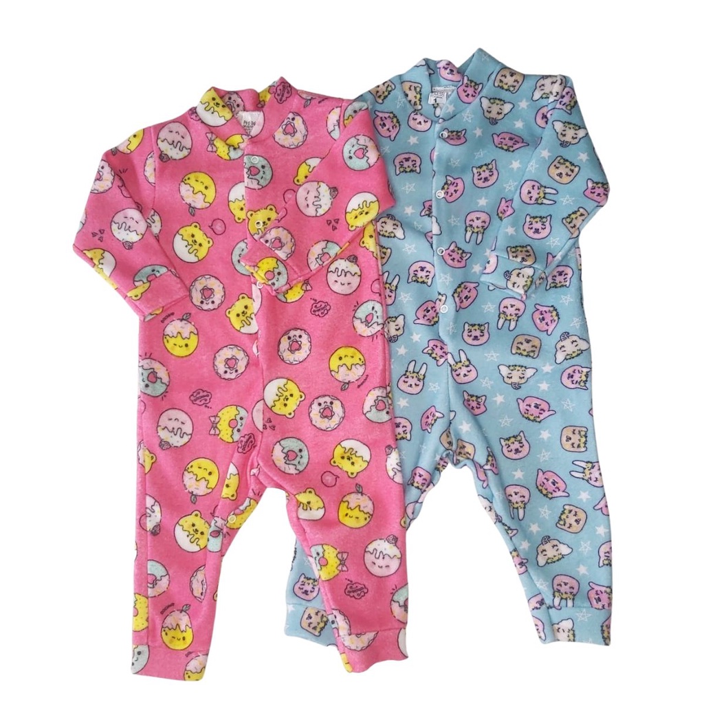 Kit C/2 - Pijama Para Bebê Soft Estampado Quentinho e Macio Diversas Estampas Menino E Menina