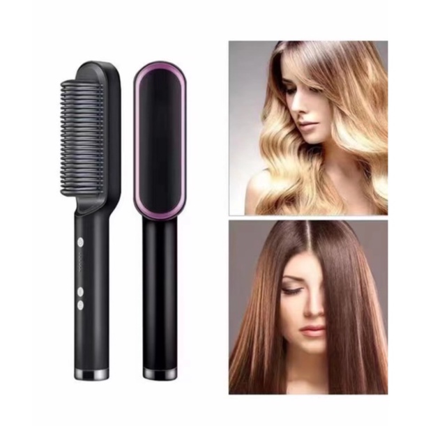 Escova Alisadora Bivolt 5 em 1 Alisa Hidrata Modela Alinha e Anti-Frizz