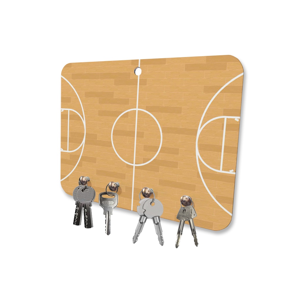Porta Chaves MDF 4 Pinos Quadra de Basquete Marrom