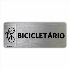 Placa Bicicletário - 8x20cm - Sinalização Indicação Setor Portas Empresa Escritório Bike Bicicleta Prédio Condomínio