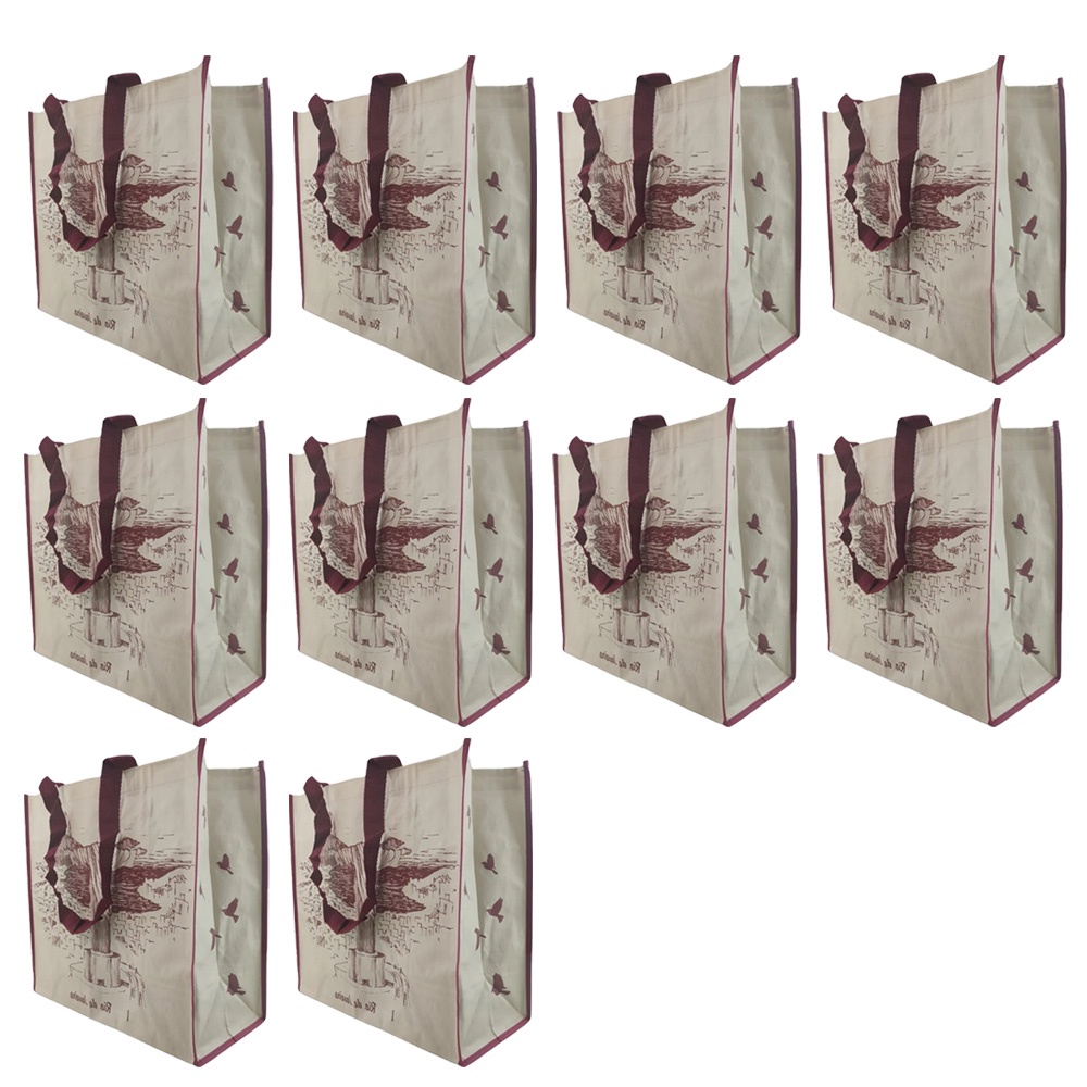 Bolsa Ecologica Reutilizavel Ecobag Kit 10 Unidades Compras Mercado Sacola de Ombro Alça Resistente Dobravel Pratica