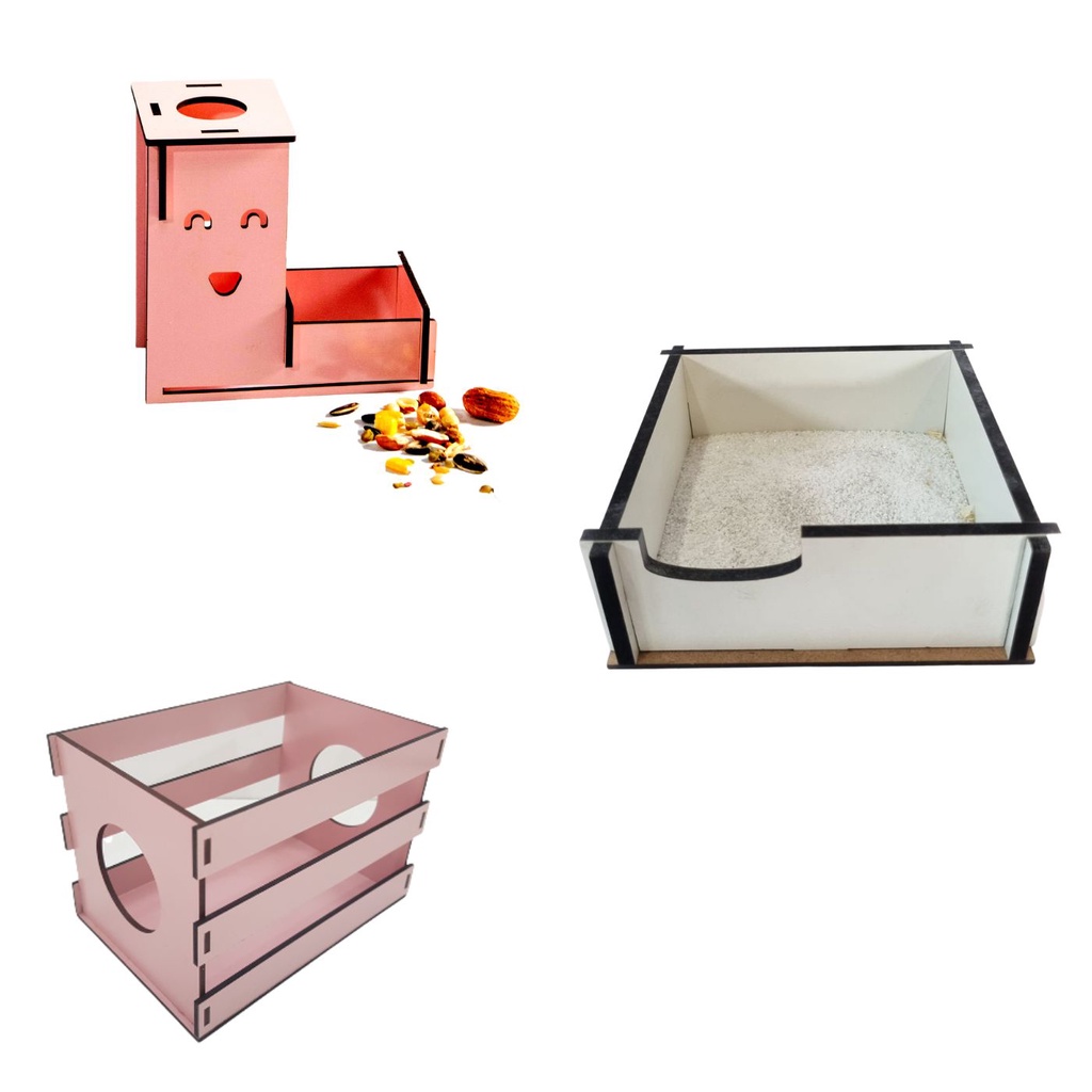 Brinquedo Para Hamster De Ramisters Acessorios Porta Feno Suporte Bebedouro e Banheiro Roedor