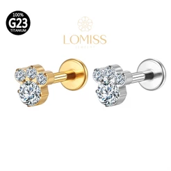 Piercing Helix Conch Labret Titânio PVD Zircônia Cravejada Lomiss piercing