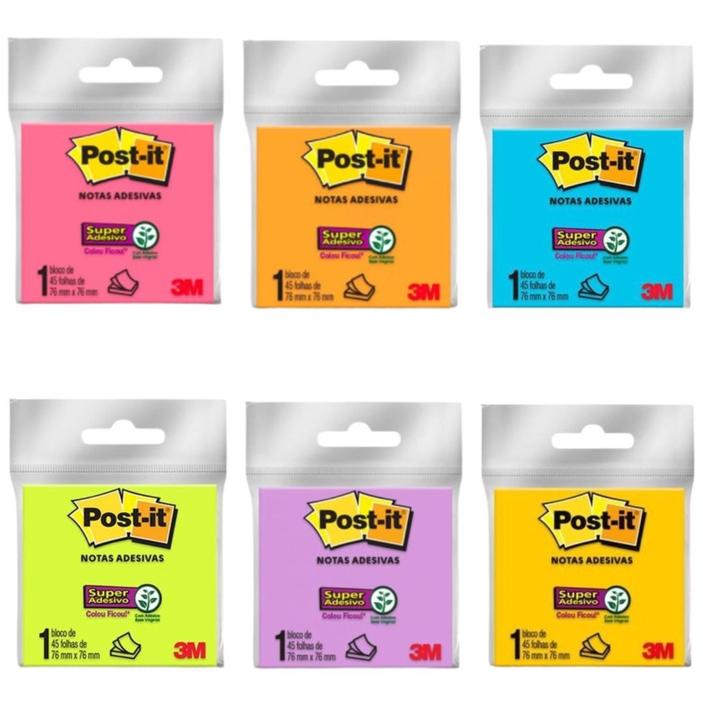 Bloco Adesivo Post-It com 45 Folhas 76 x 76 mm (Post-it) – 3M | Bloco de Notas em Oferta na Shopee