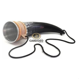 Copo De Chifre De Boi Natural Com Copo De Alumínio Guampa Oferta Imperdível