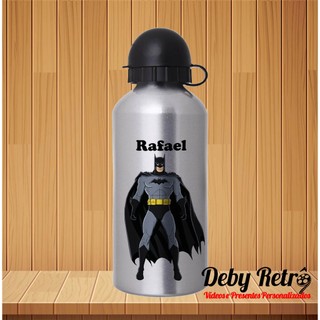 Garrafa squeeze alumínio Batman com nome 500ml, garrafinha personalizada com nome, garrafinha batman