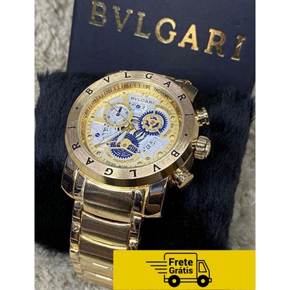 Relógio Bvlgari Skeleton dourado branco