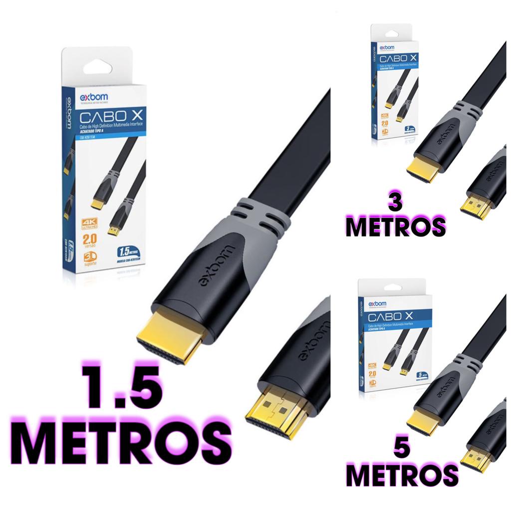 Cabo De Alta Definição 4K 2.0 FLAT achatado conector banhado em ouro (diversos tamanhos)